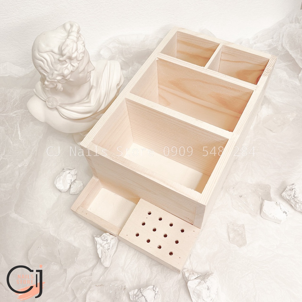 Khay gỗ đựng dụng cụ làm nails