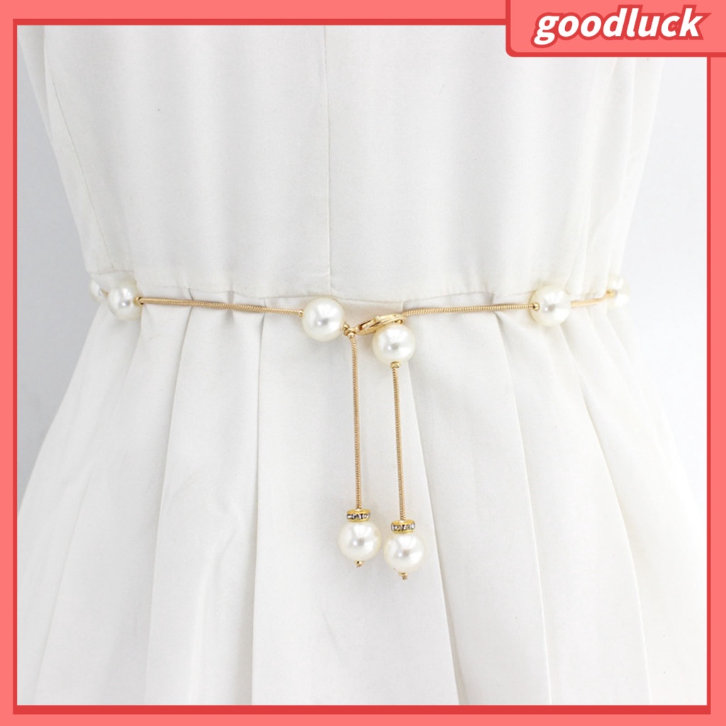 |Đồ Chơi GODK GODK Độc Đáo| Thắt Lưng Dây Xích Dài Mỏng Đính Ngọc Trai Acrylic Thanh Lịch Có Thể Điều Chỉnh Cho Nữ