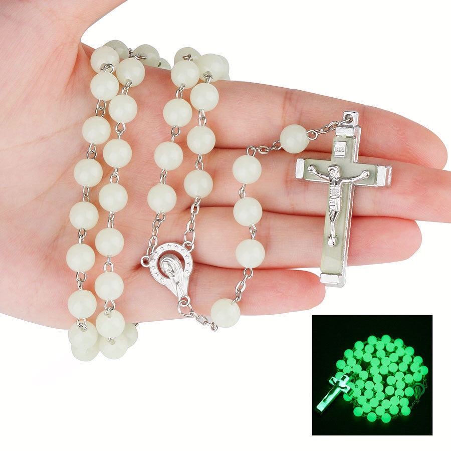 Chuỗi tràng hạt Dây Chuyền Hạt Đậu Đặc Biệt 8mm Phát Sáng Rosary