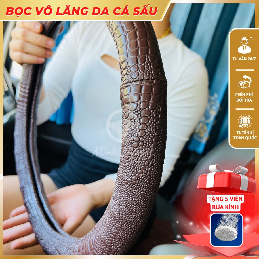 Bọc Vô lăng da cá sấu dành cho xe con, xe tải bền chắc, êm tay