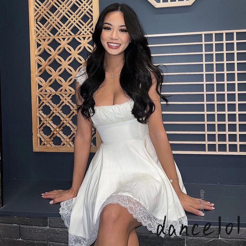 Đầm Chữ A Tay Ngắn Màu Trơn Kiểu Vintage 1O1 Cho Nữ