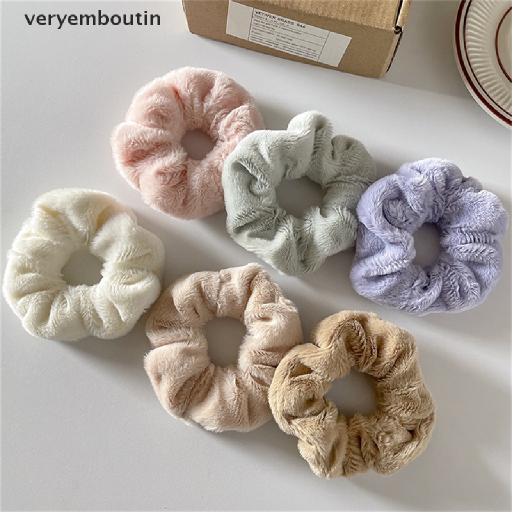 Dây Buộc Tóc Cao Su Bọc Vải Lông Mềm Co Giãn Nhiều Màu Ấm Áp Mùa Đông Cho Nữ