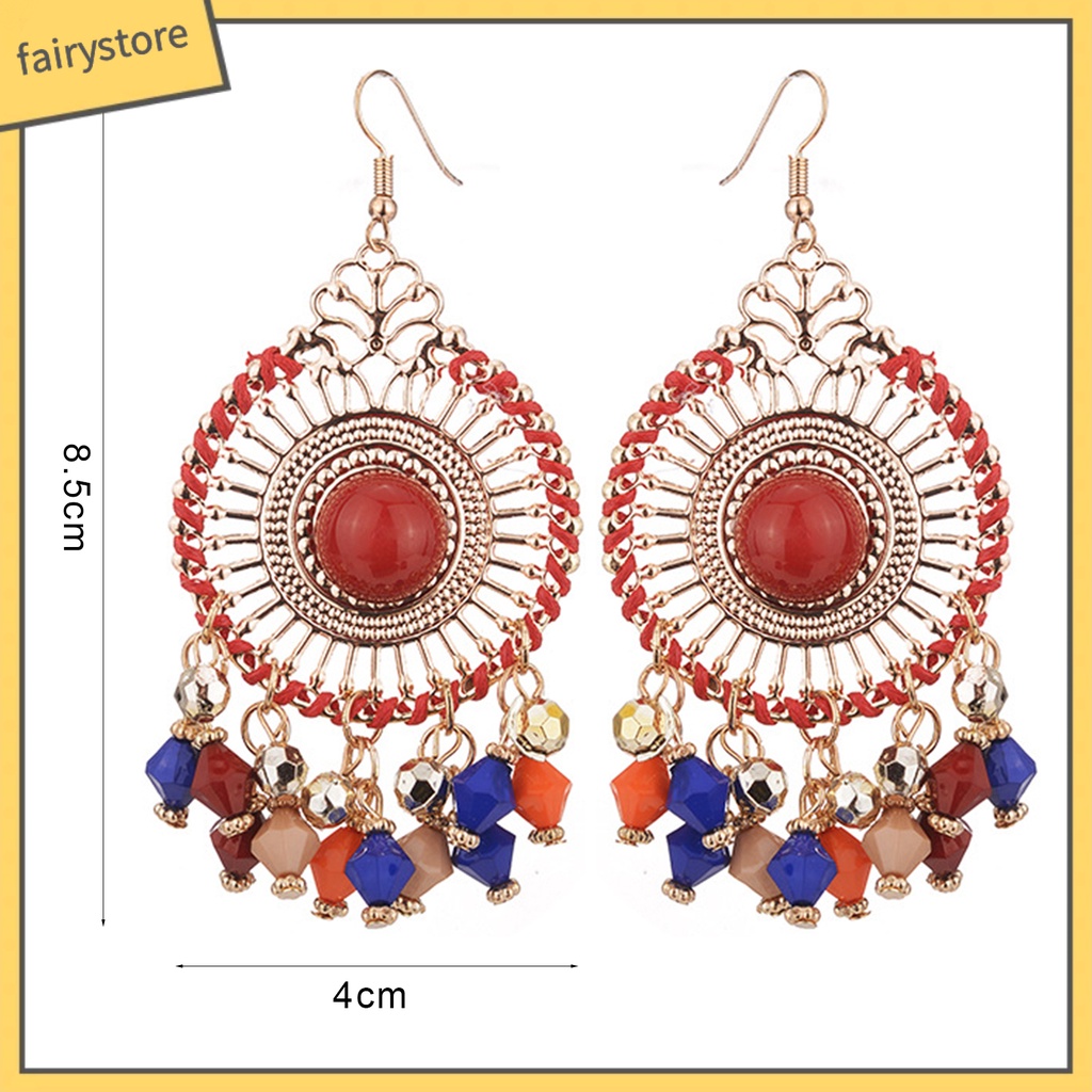 1 Đôi Bông Tai Tua Rua Nhiều Màu Phong Cách Bohemia