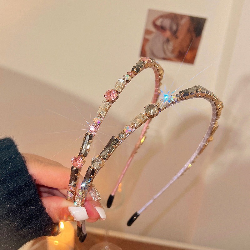 Băng đô cài tóc CHLINS hợp kim bản mỏng đính đá pha lê nhân tạo thời trang dành cho nữ