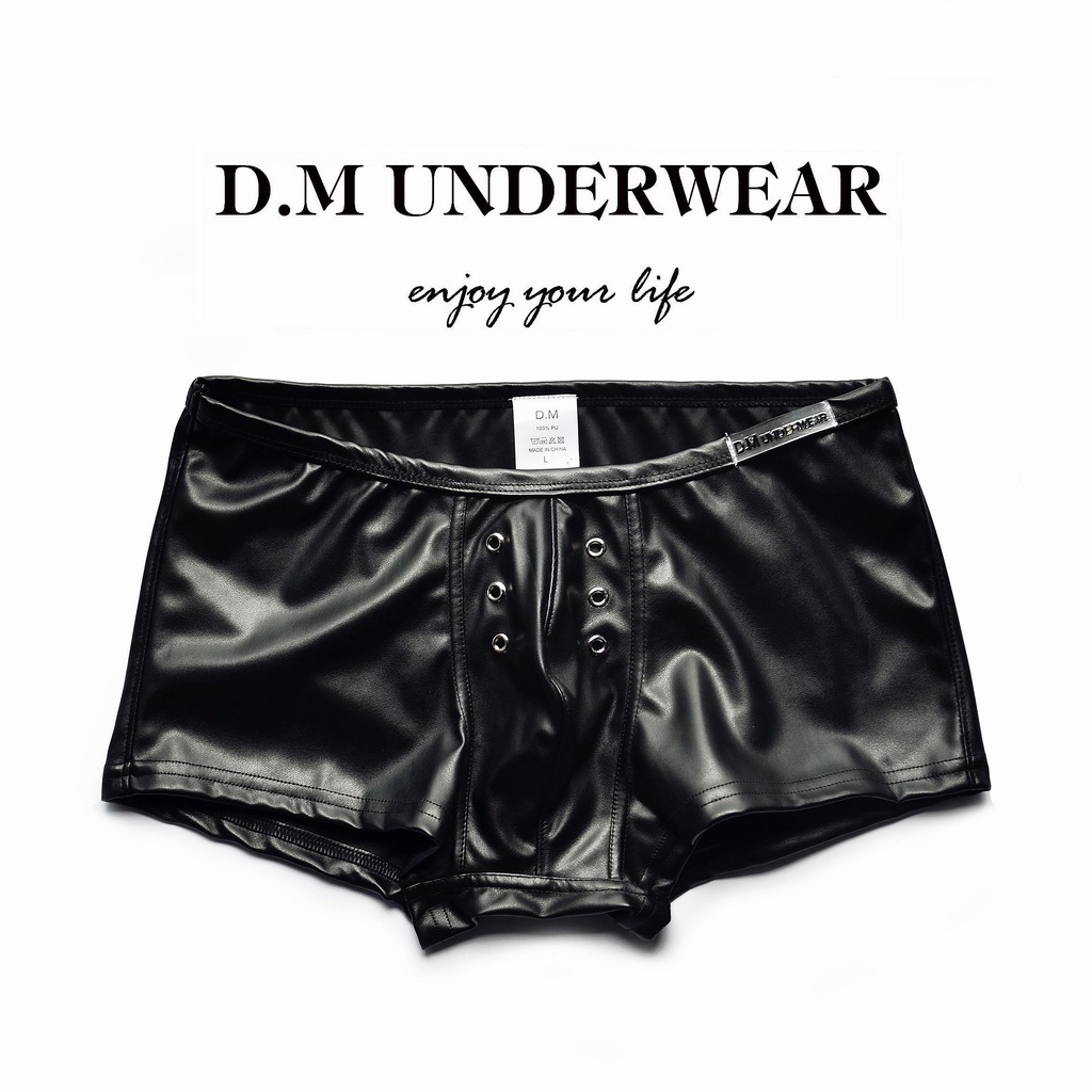 Quần Lót Boxer Da PU Lưng Thấp Phong Cách Hàn Quốc N001 Cho Nam