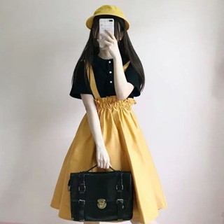 [Sẵn set vàng] Sét áo váy yếm vàng