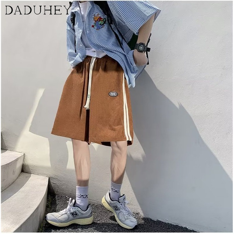 DaDuHey 2023 New Hong Kong Style Straight Casual Pants Men's and Women's Corduroy Loose Track Pants Sweatpants