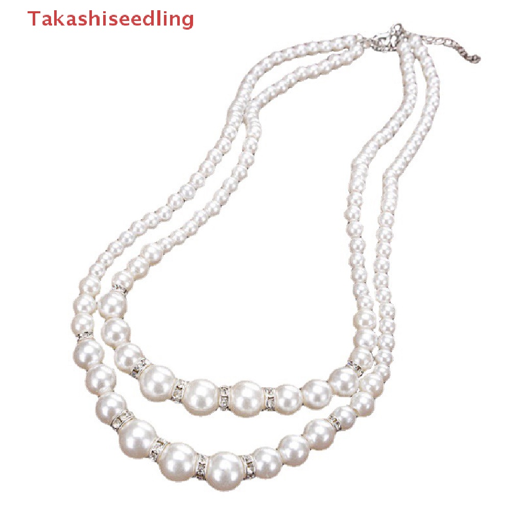 Vòng cổ Hai Lớp Đính Hạt Ngọc Trai Giả Thanh Lịch Cho Nữ