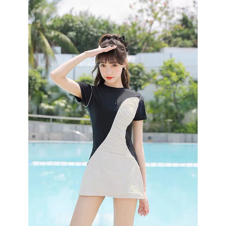 Bộ Đồ Bơi Một Mảnh Ôm Bụng Không Dây Có Miếng Đệm Ngực Phong Cách Ins Hàn Quốc Cho Nữ Sinh