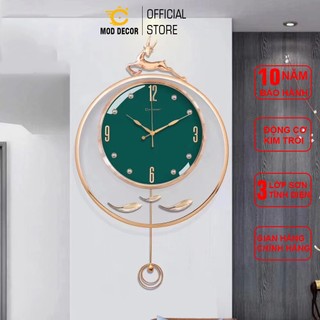 Đồng hồ trang trí cao cấp quả lắc, mặt kính pha lê MOD Decor mã 3285