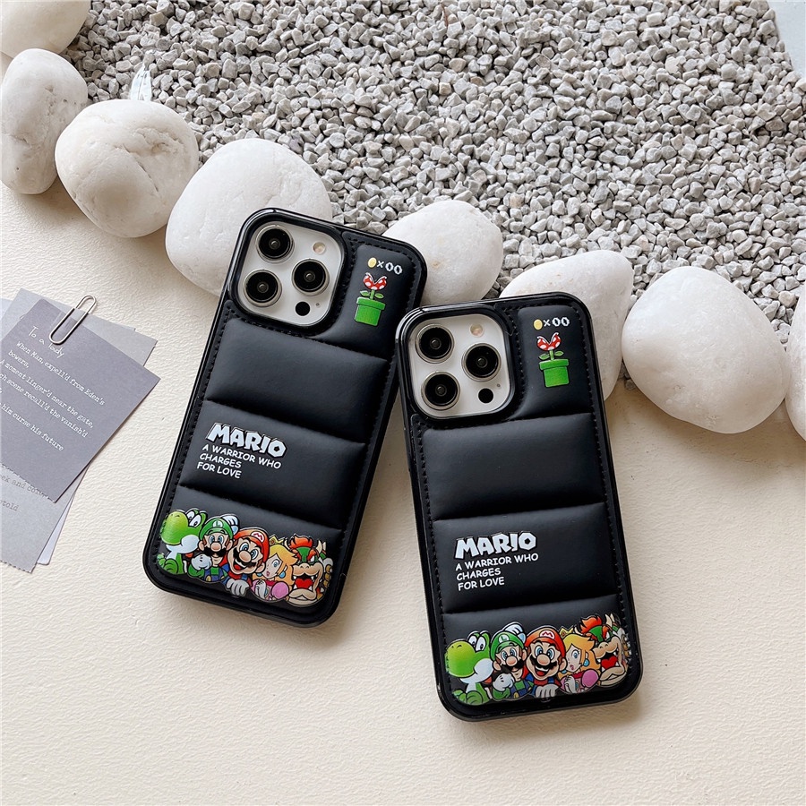 Ốp Điện Thoại Cotton Họa Tiết Hoạt Hình Super Mario Cho iphone 14 Pro Max / 14 Plus / 13 Pro Max 12 Pro 11 Pro Max X XS XR
