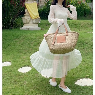 [ORDER] VÁY DÀI VÁY TRẮNG KEM BÁNH BÈO REN SỐNG ẢO