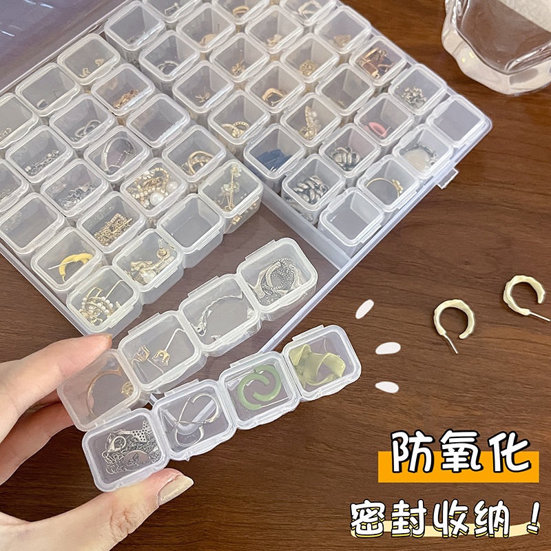 Hộp Nhựa Mini 56 / 28 Ngăn Đựng Hạt Kim Cương Trang Trí Móng Tay