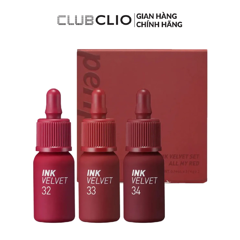 Bộ Son Tint Màu Đỏ Peripera Ink Velvet Set 03 All My Red 4g