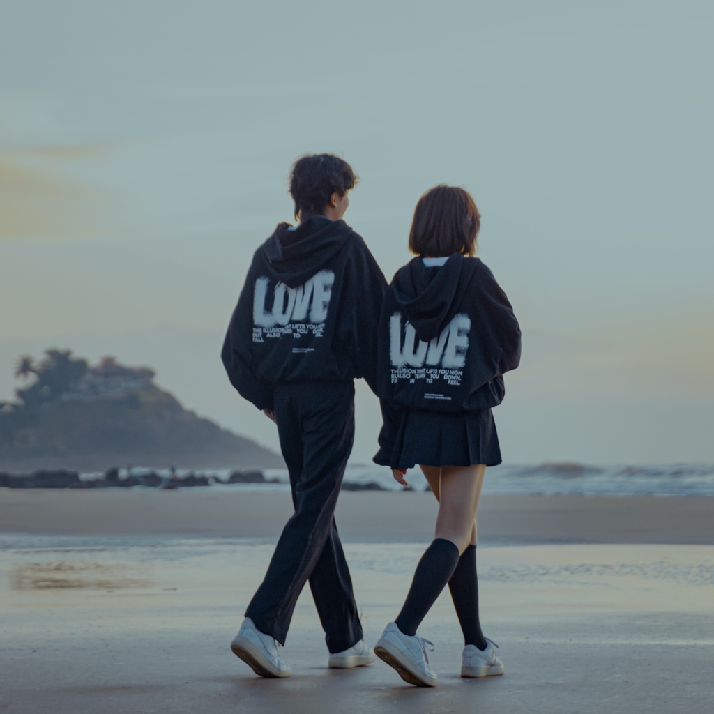 ÁO HOODIE FULLZIP BOXY SOUSTATE "LOVE" (ĐEN) | BigBuy360 - bigbuy360.vn