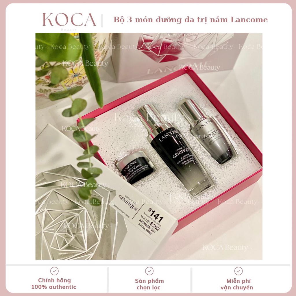 Bộ dưỡng trắng mờ nám 3 món Lancome Giftset Advanced Genifique