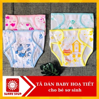 Quần dán cotton HOẠ TIẾT thương hiệu BABY cho bé sơ sinh, tã vải đóng bỉm
