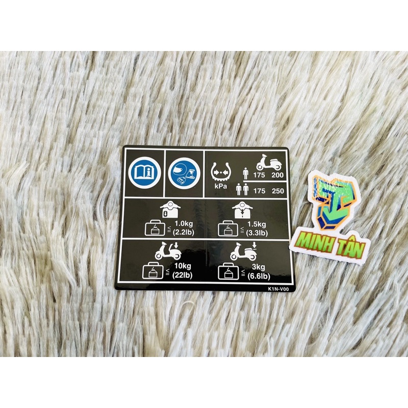 Tem zin thông số và tem thông số lốp zin Lead 125