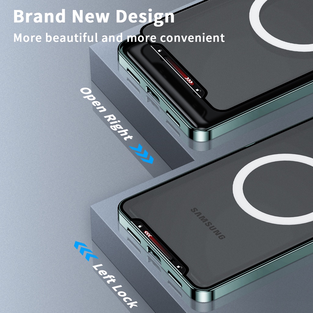 Ốp Điện Thoại Hợp Kim Nhôm Mặt Kính Từ Tính Siêu Mỏng Cho Samsung Galaxy S23 Ultra S23 Plus S22 Ultra