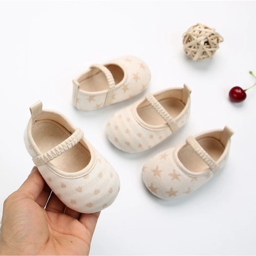 Giày tập đi cho bé chống trơn trượt, cotton hữu cơ tự nhiên 100%