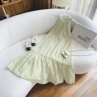 ĐẦM MIDI CỔ YẾM XANH MINT