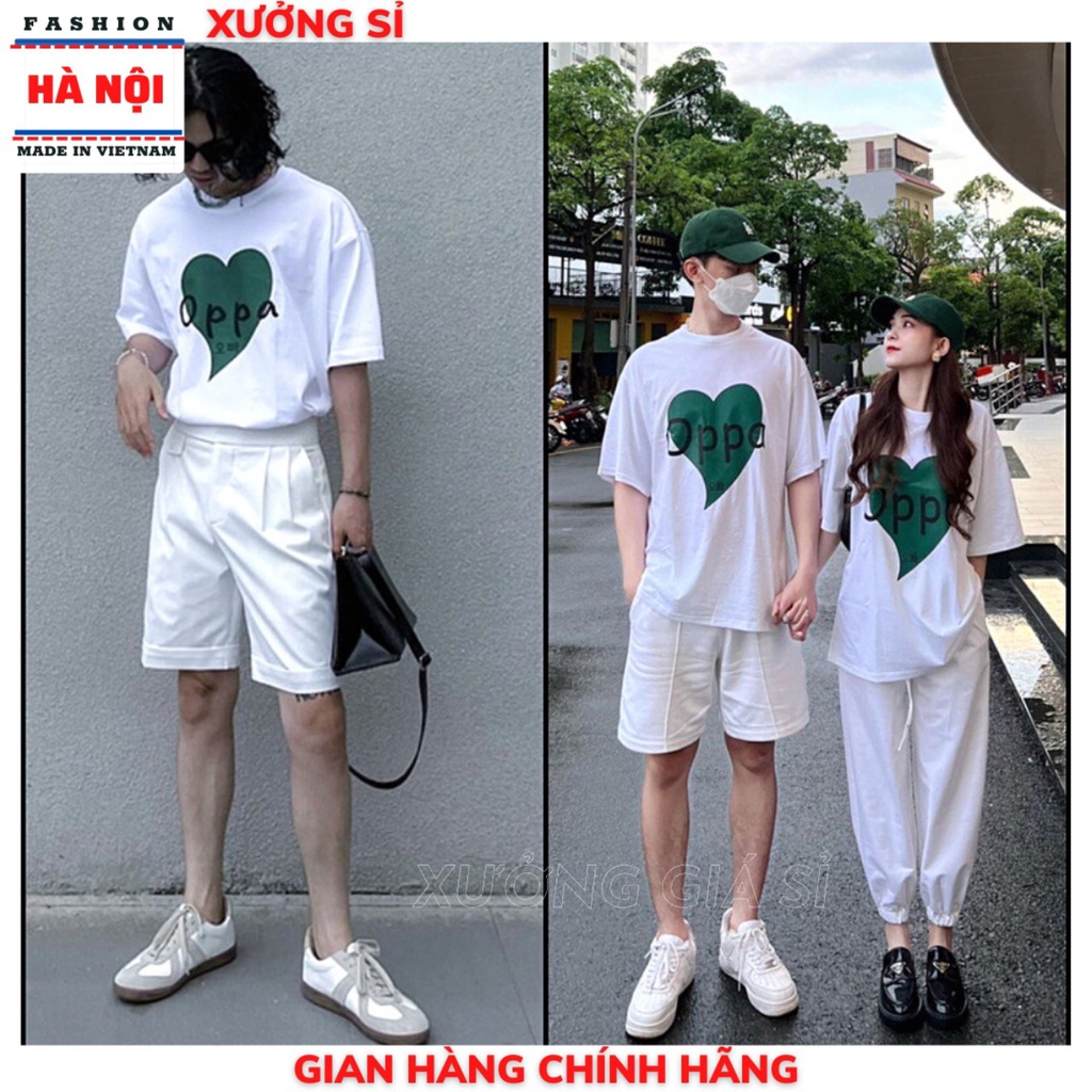 Áo thun phông OPPA tình yêu tay lỡ cổ bo tròn đẹp mặc đôi đi chơi đi ăn siêu đẹp