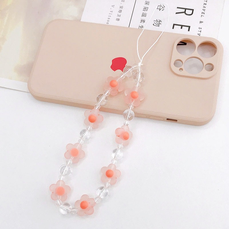Ốp Điện Thoại Acrylic Nhám Trong Suốt Hình Hoa 3D Dạng Chuỗi Hạt Tròn Cho iPhone Android OPPO VIVO Huawei Xiaomi Redmi Samsung
