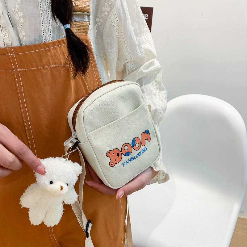 Túi Đeo Chéo Vai Bằng Vải Canvas Thời Trang Dễ Phối Đồ Phong Cách Harajuku Cho Nữ