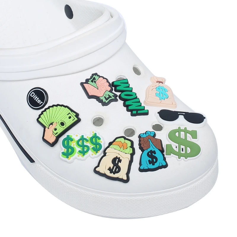 Set 9 Ghim Cài Giày Dép Crocs Jibbitz Charm Hình Heo Hoạt Hình Trang Trí Cho Nữ