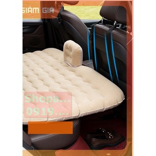 nệm hơi ô tô mặt nhung màu xám chân rời tặng kèm bơm hút hai chiều thích hợp với xe 4 chỗ, 5 chỗ, 7 chỗ