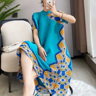 Issey Miyake Đầm Sườn Xám Cách Tân Dáng Rộng Xếp Ly Thời Trang Mùa Xuân Cho Nữ