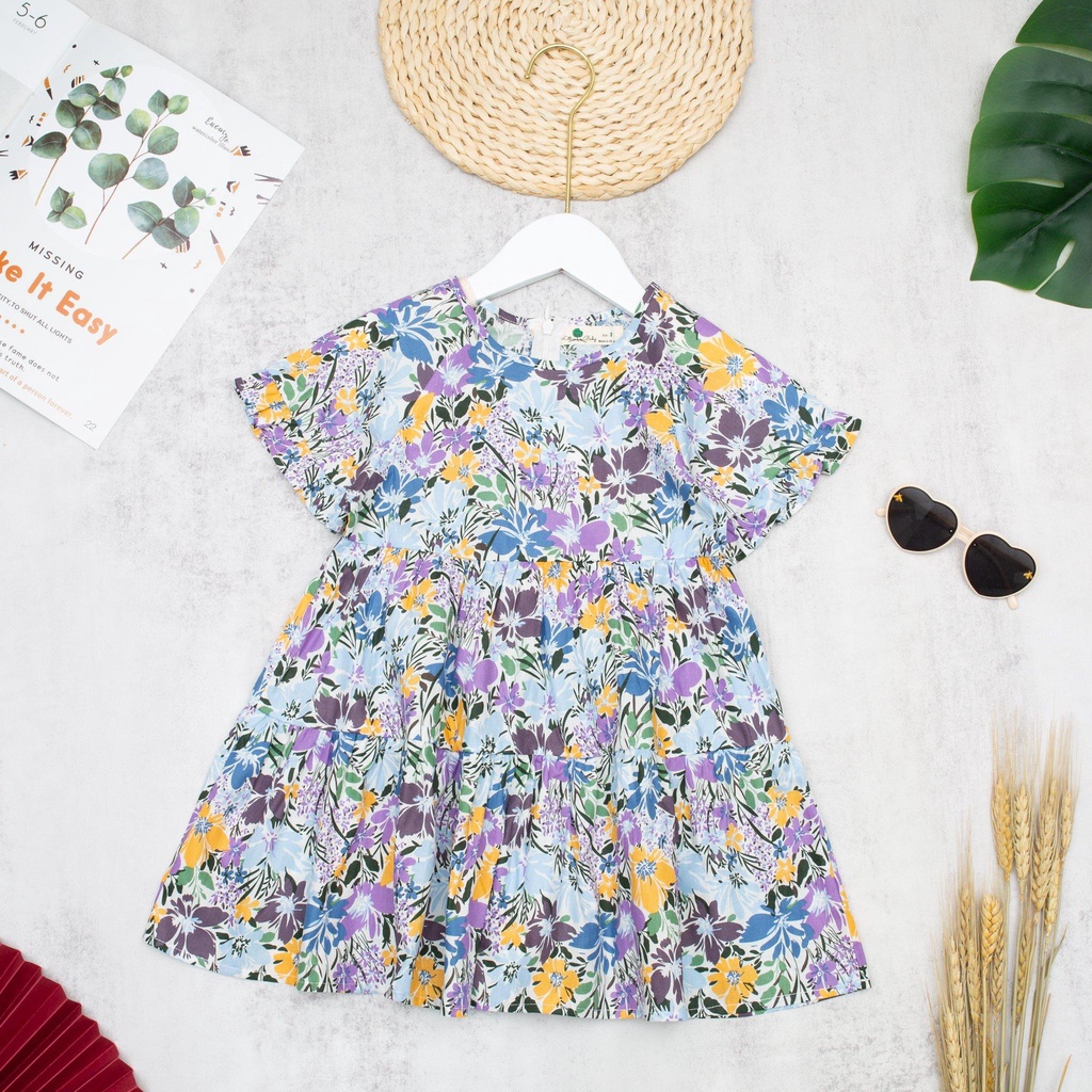 Đầm thô hoa LITIBABY size 2/12 tuổi