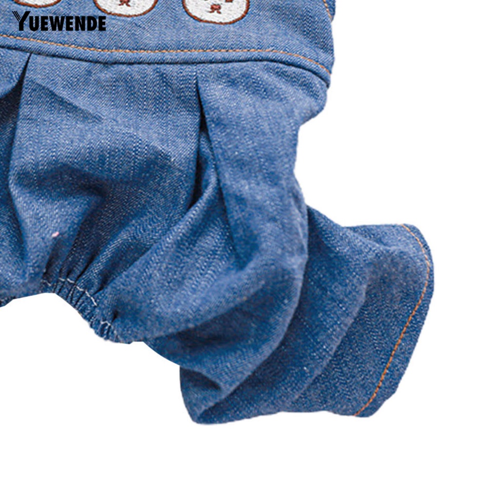 [Yue.z] Áo Liền Quần Denim Họa Tiết Gấu Hoạt Hình Mặc Hàng Ngày Cho Thú Cưng Bắt Mắt