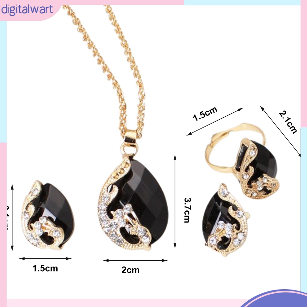 1 Set Vòng cổ Nhẫn Bông Tai Nhẫn Và Bông Tai Hình Chim Công Đính Đá Pha Lê Lấp Lánh Dễ Phối Đồ Cho Nữ