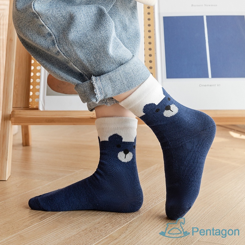 Set 5 Đôi Vớ Cotton Thoáng Khí Họa Tiết Hoạt Hình Cho Bé