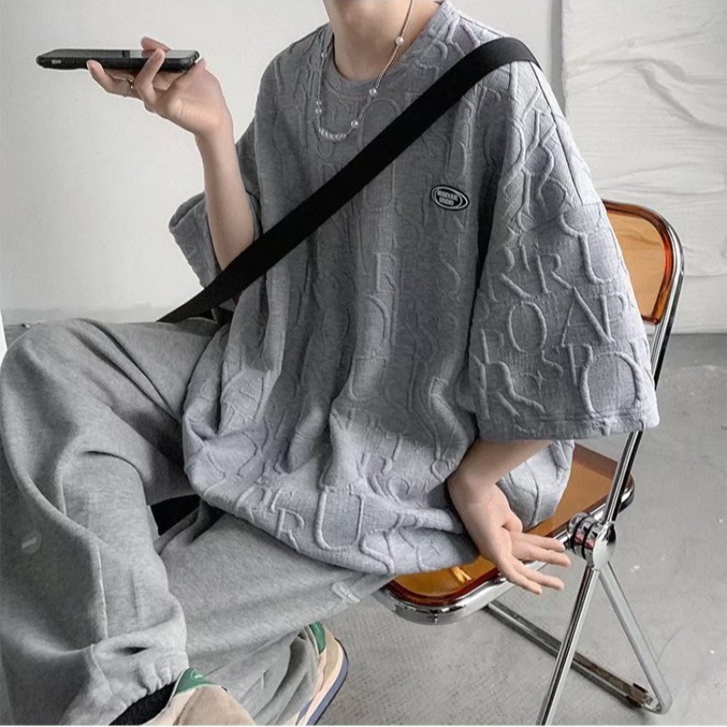 Áo Thun Tay Ngắn Cổ Tròn Dáng Rộng Thời Trang Mùa Hè Hong Kong 2023 Cho Nam