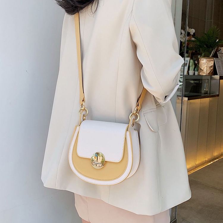 Túi Xách Đeo Vai Hình Vuông Cỡ Nhỏ Màu Tương Phản Phong Cách Hàn Quốc Thời Trang Cho Nữ