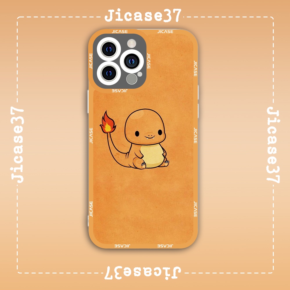 Ốp lưng iphone cạnh vuông Jicase JMcase Hitokage Chibi Pokemon Anime Manga x/xs/11/12/pro/max/plus/promax