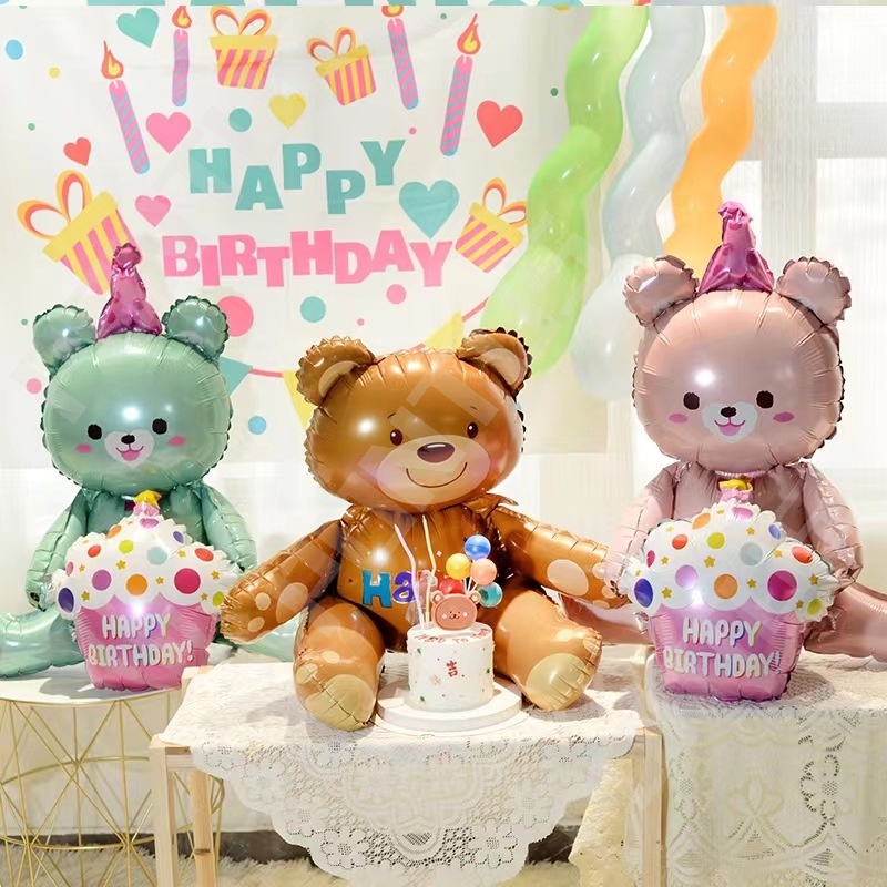 Bong Bóng Lá Nhôm helium Hình Bánh Kem Sinh Nhật 3D Lớn Trang Trí Tiệc Sinh Nhật Cho Bé