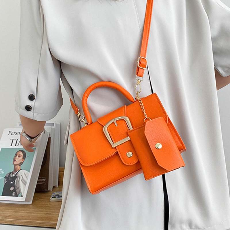 Túi Đeo Chéo Da pu Mềm Màu Kẹo Đơn Giản Phong Cách Phương Tây Cổ Điển Dành Cho Bạn Nữ