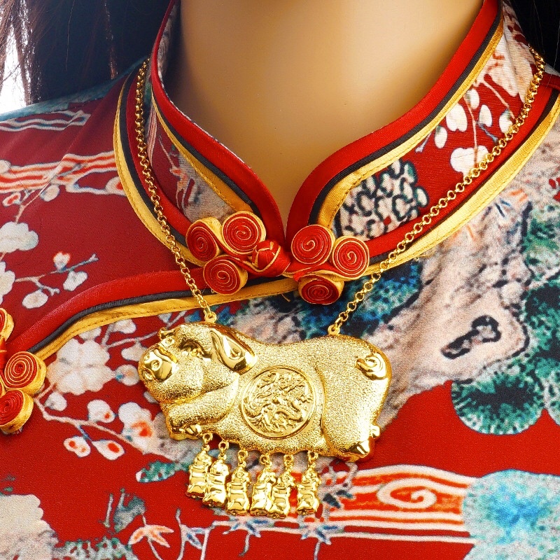 Dây chuyền heo 5 chỉ dát vàng 24( chuẩn vàng cưới cô dâu )