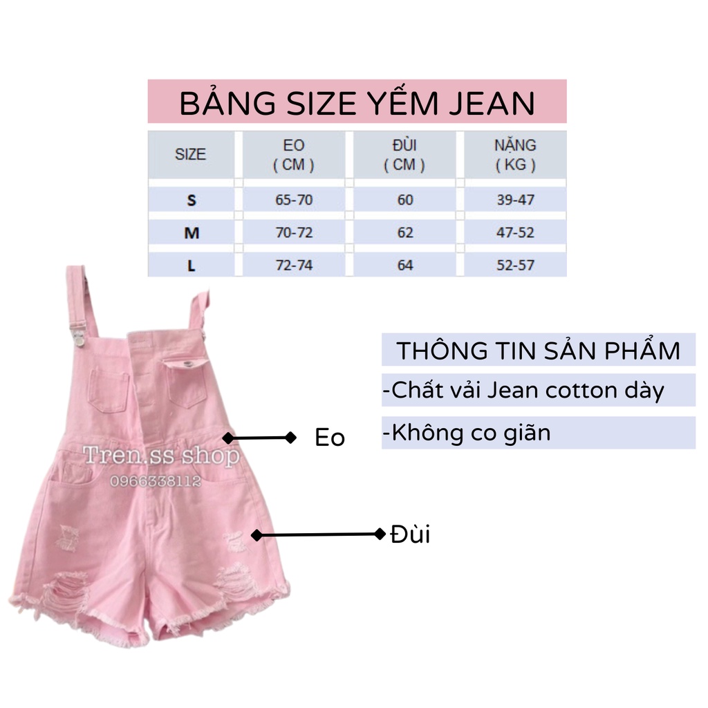 Quần yếm, Yếm Jean lai tua cá tính-Yếm Jean Short Rách Đùi (kèm video,ảnh thật)