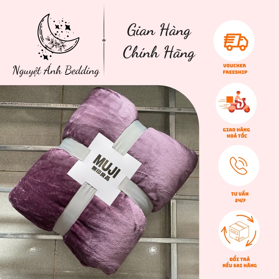 (Hàng sẵn kho)  Chăn lông tuyết MUJI xuất Nhật đủ màu 1,8kg - Hàng loại 1 - Màu Tím hồng