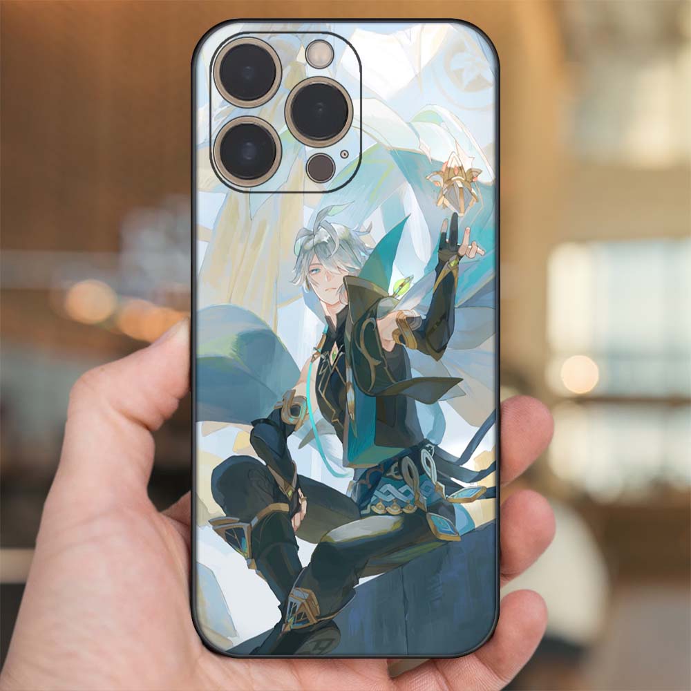 Ốp lưng iPhone 14 Pro dẻo đen cạnh vuông in hình Alhaitham Genshin Impact