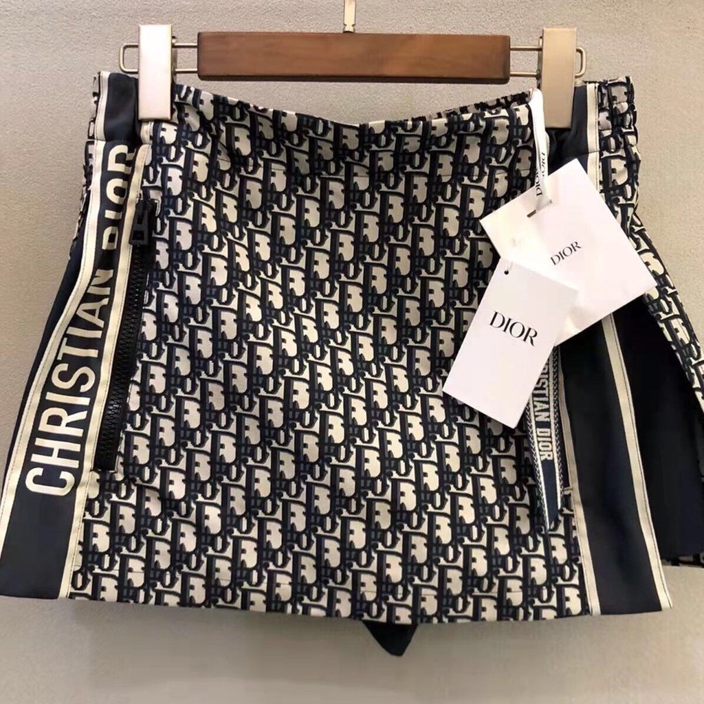 DIOR full-body letter printing summer New Fashion letter jacquard fabric short pants skirt