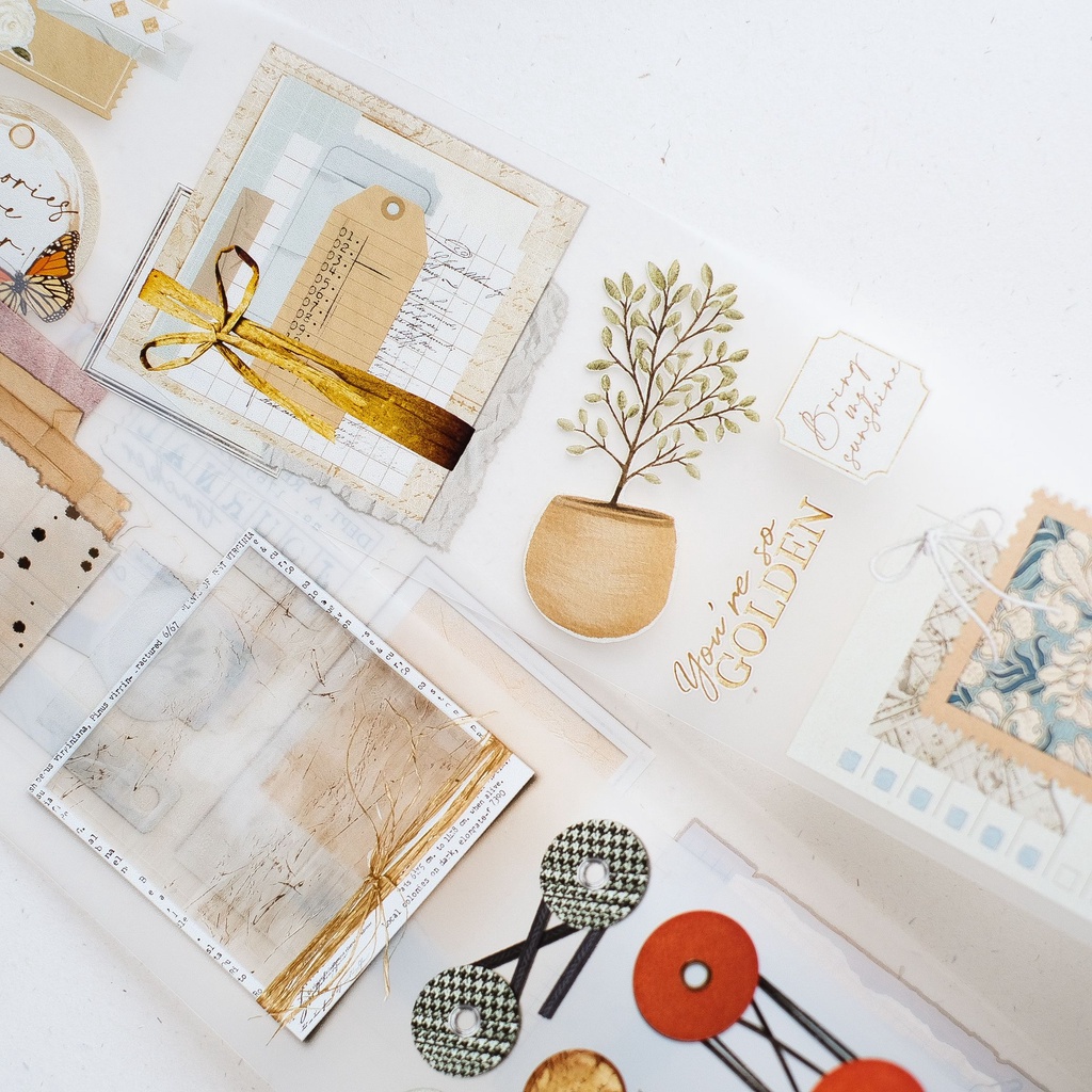 Băng keo Pet tape giấy vinatge Torn page chiết chu kì 220cm Journal Pages | meohime198