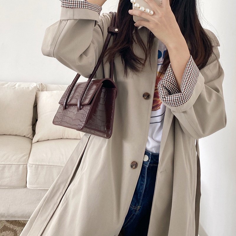 Mischa Túi Đeo Vai Hình Vuông Cỡ Nhỏ Vân Da Cá Sấu Màu Trơn Dễ Phối Đồ Thời Trang Cho Nữ