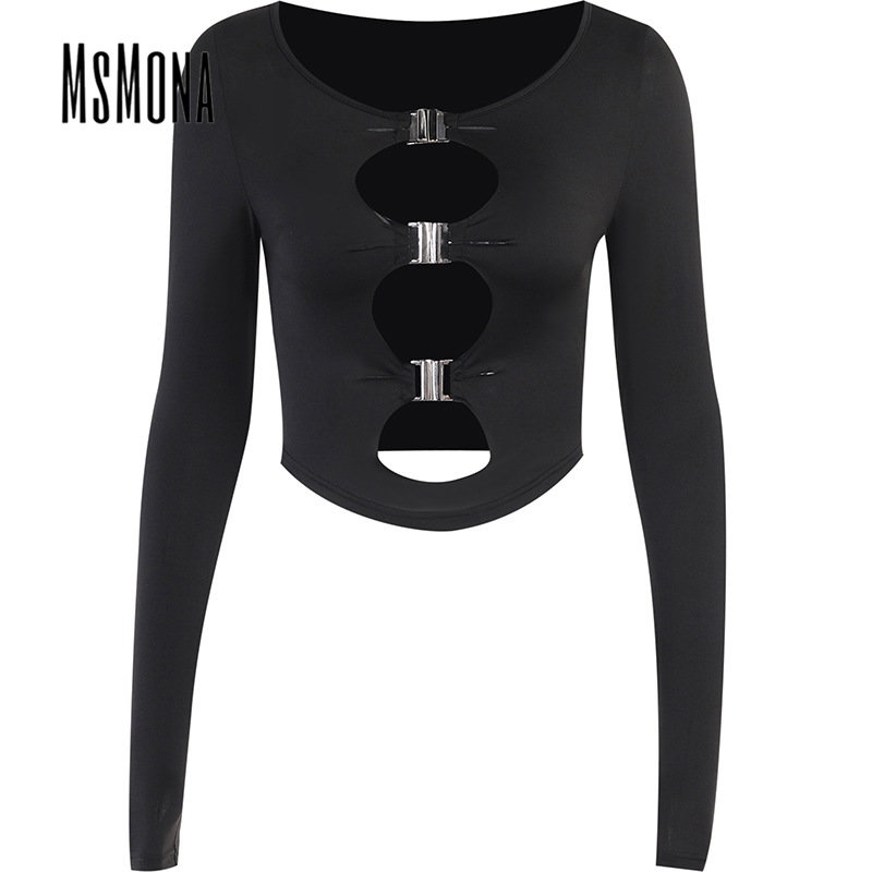 Áo Thun Tay Dài Cổ Tròn Màu Trơn Dáng Ôm Thời Trang 2023 Cho Nữ