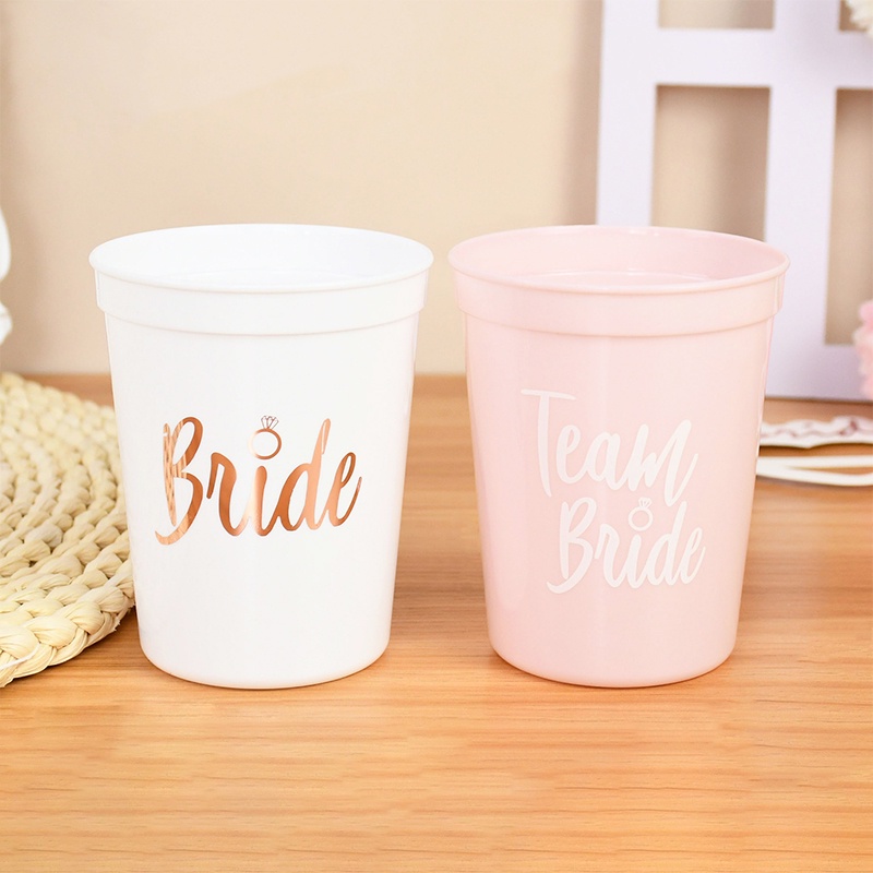 Set 1 / 2 Cốc Nhựa Uống Nước In Chữ Team Bride Bachelorette Độc Đáo Tr