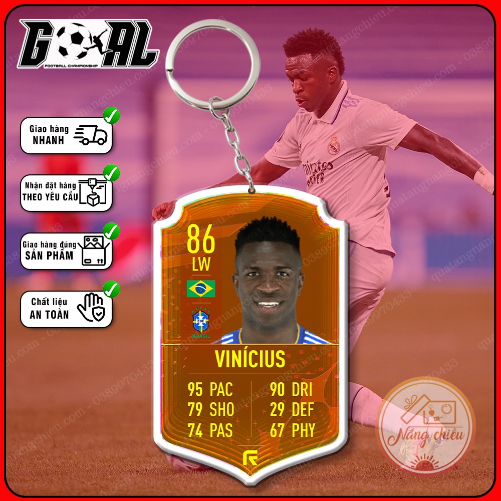 Móc khóa in hình Vinicius Juniors -Phụ kiện móc khóa treo balo gaming - cầu thủ được yêu thích nhất[8637-8648]